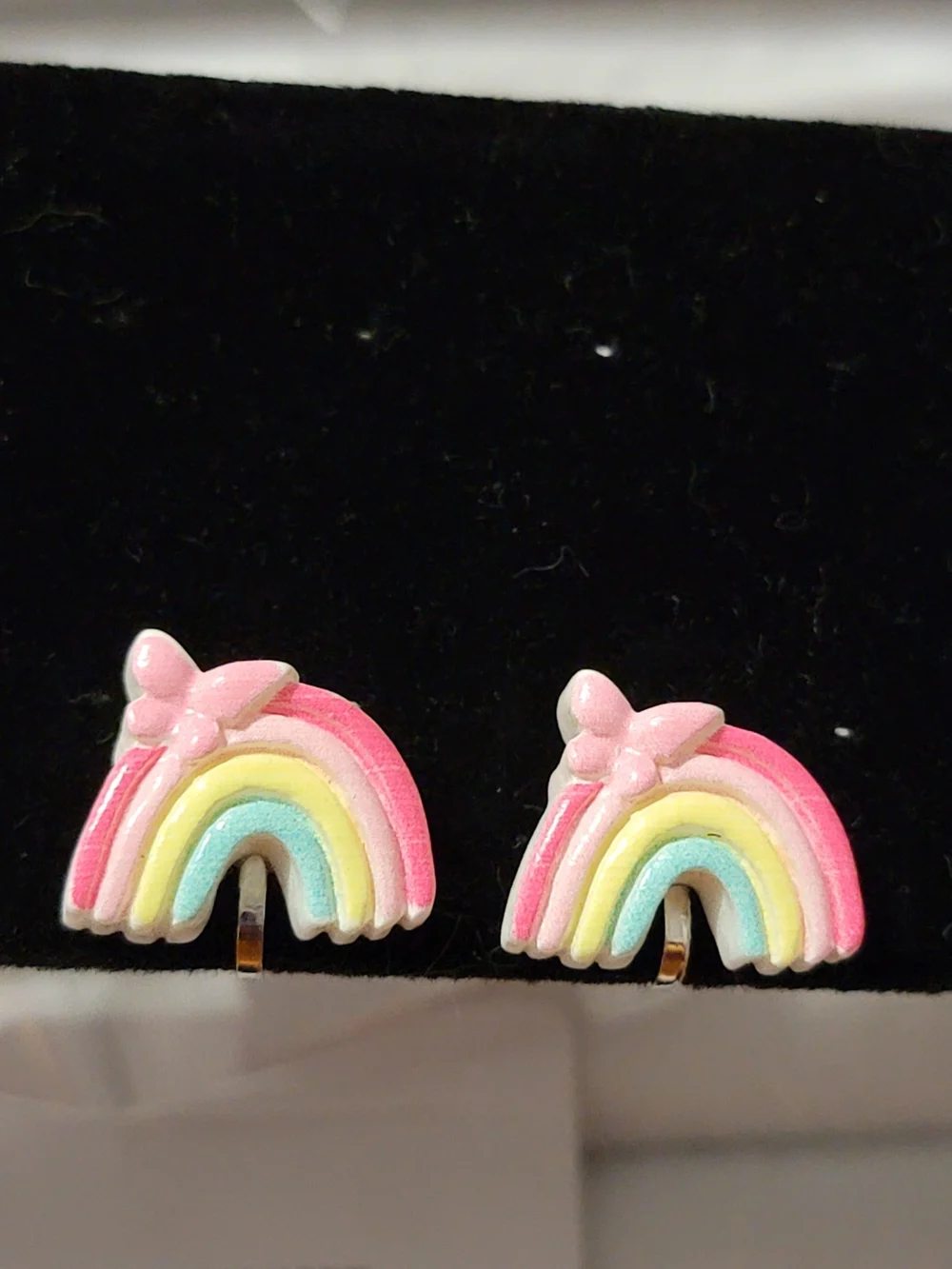 Cute Pastel Rainbow Earrings with Pink Butterfly